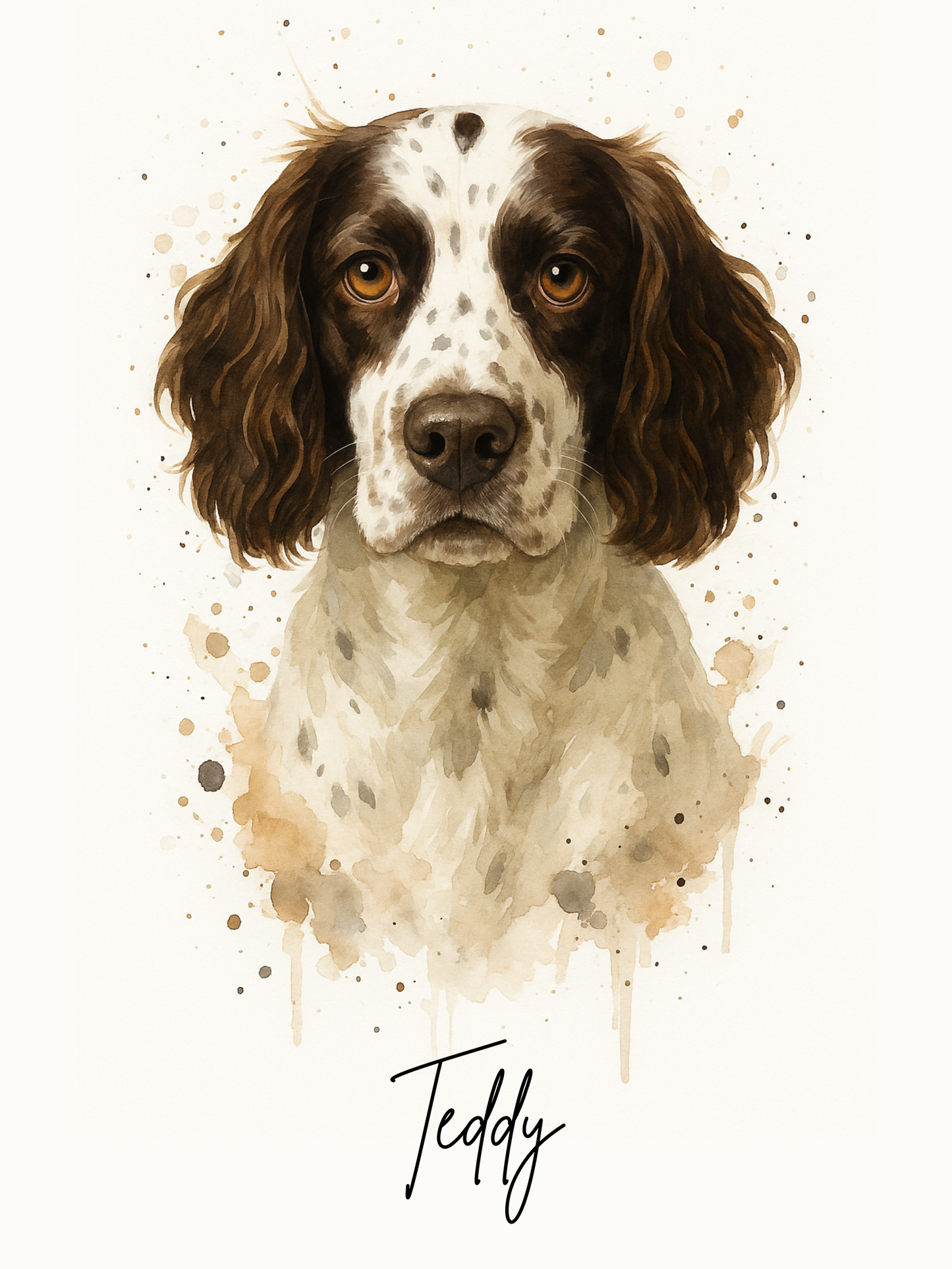 Custom Watercolor Splash Pet Portrait Print