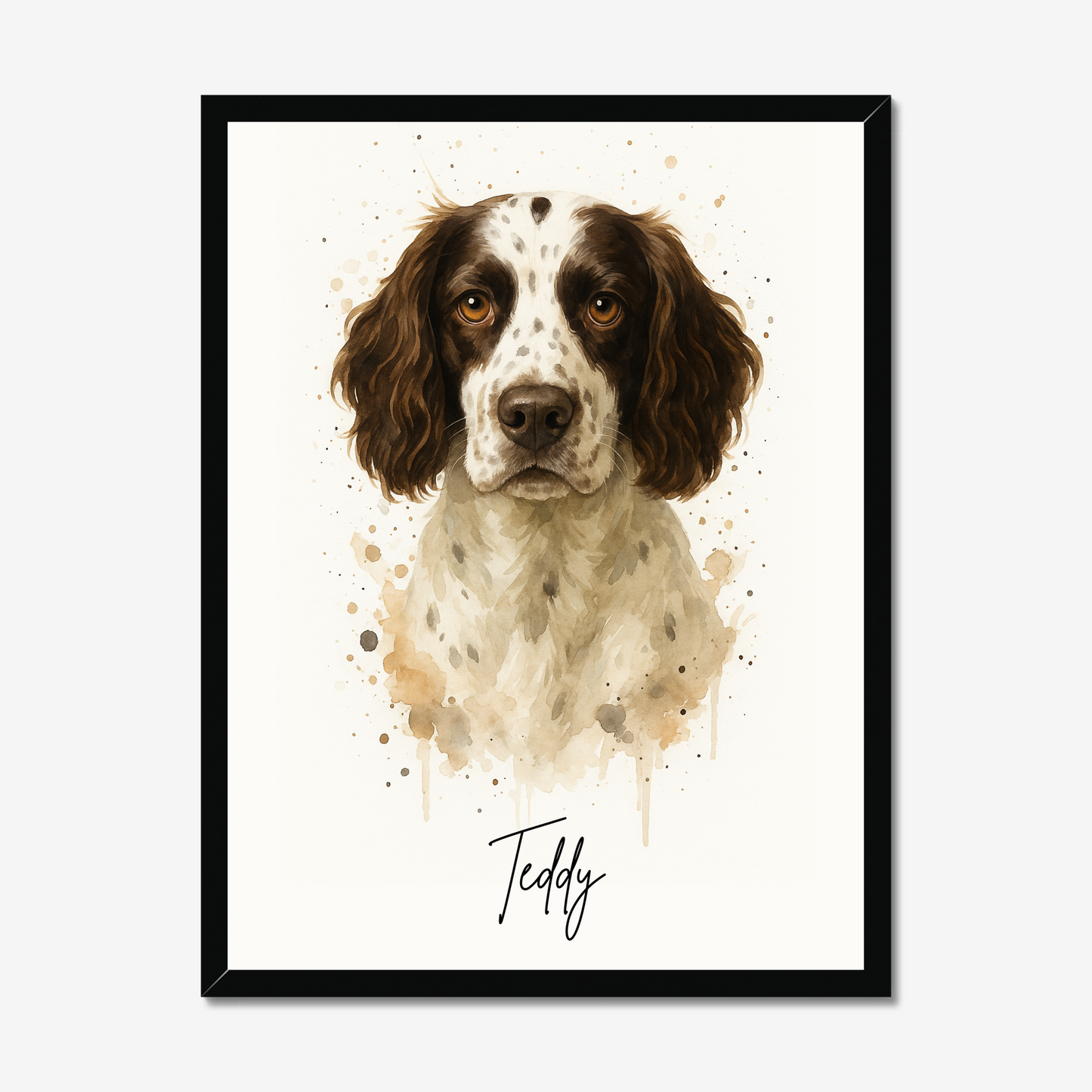 Custom Watercolor Splash Pet Portrait Print