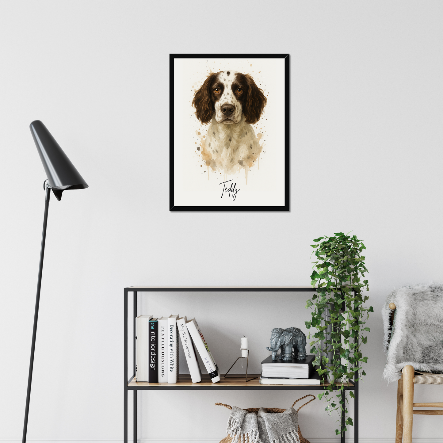 Custom Watercolor Splash Pet Portrait Print