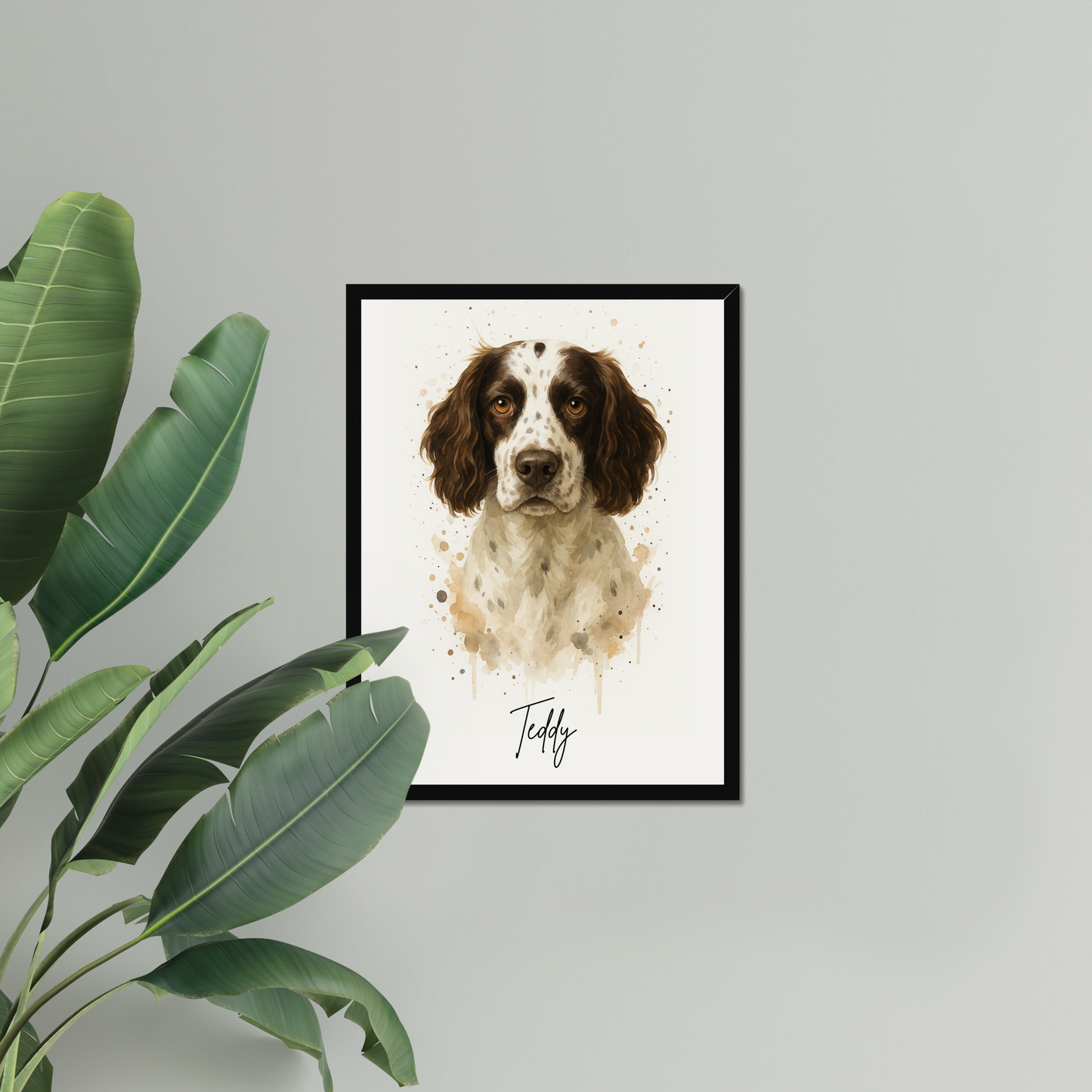 Custom Watercolor Splash Pet Portrait Print
