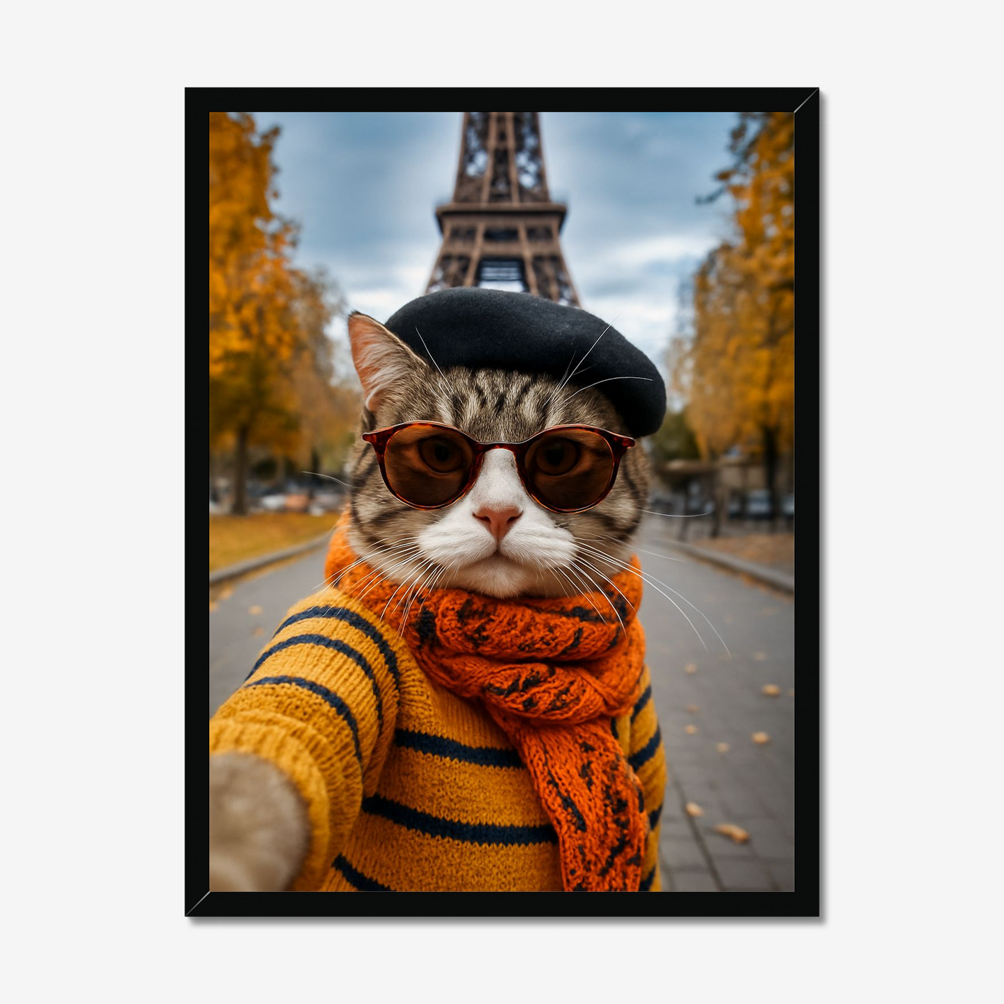 Custom Trendy Paris Cat Print – Fashionable Feline in Paris